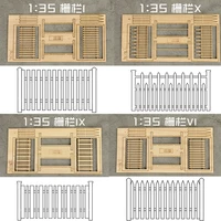 Scale 1:35 Wooden Fence Model Rails Scene Materials for Diy Model Making Military Building Landscape Layout Diorama Kits 2