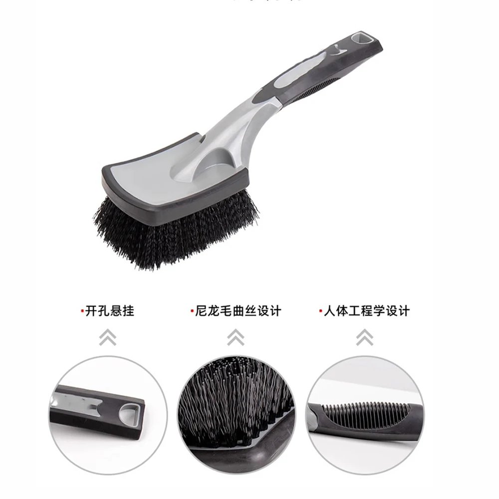 Car tire brush Stiff brush Low resistance tire brush Black stiff brush (For Cars, Trucks, SUVs, RVs, Home, Workspace) 3