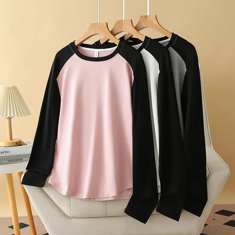 Women's Long Sleeve T-shirt, Plus Size Tops, Casual, Block Color, Spring Autumn, New