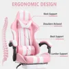 Pink Gaming Chairs with Footrest,Computer Game Chair,Massage Gaming Chairs,Christmas,Xmas Gift,PC Gaming Chairs 4