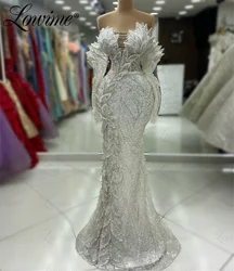 Ivory Party Dresses For Weddings 2024 Robe Long Sleeves Elegant Arabic Evening Dress Women Prom Gowns Engagement Custom Made