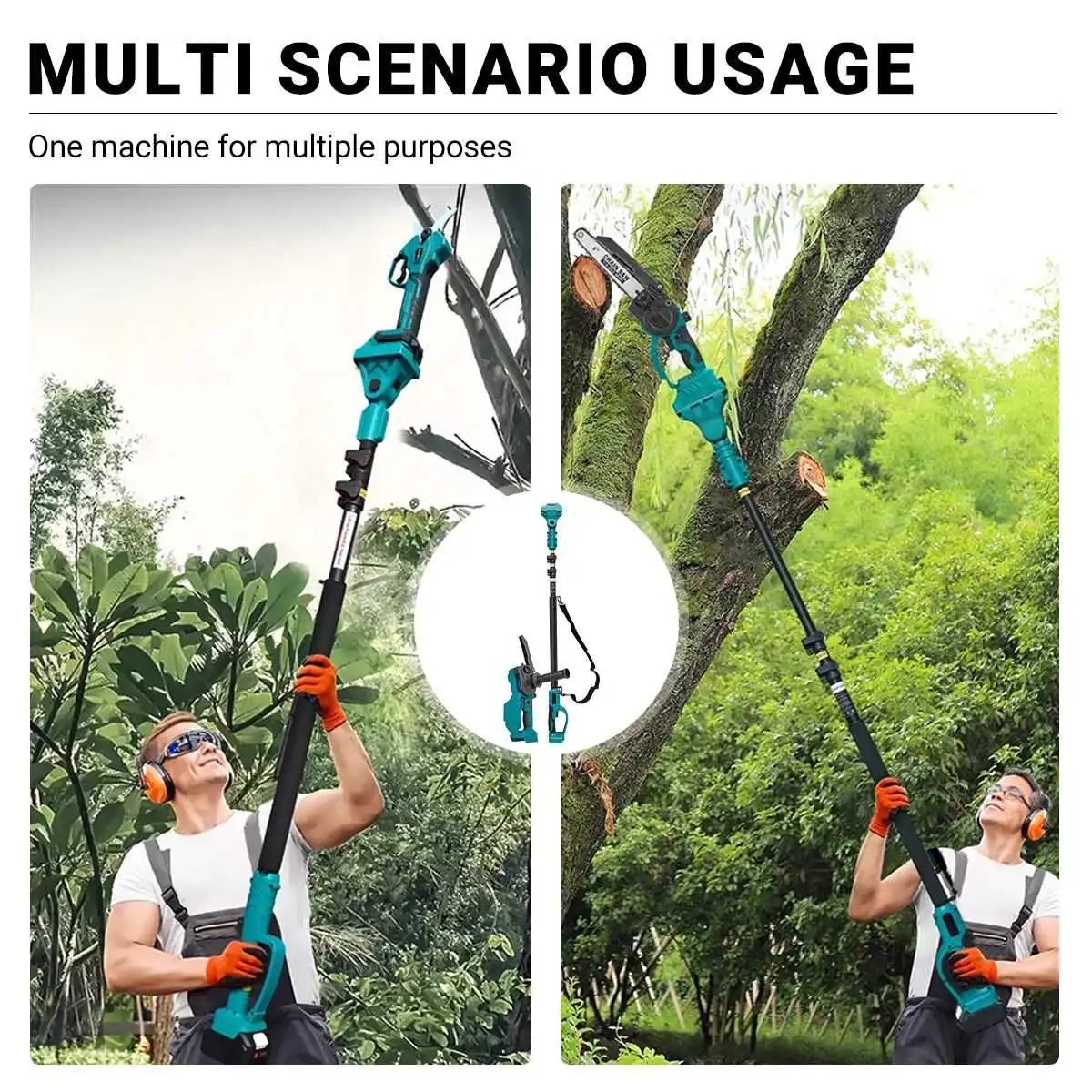 6inch 8inch Brushless Electric Chain Saw With 2.5m Extension Pole Woodworking Saw Cutting Power Tool for Makita 18V Battery