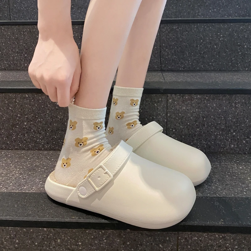 

Spring and Autumn 2023 Women New Baotou Double Wear Candy Color Large Half Slippers Solid Color Comfort Women's Shoes