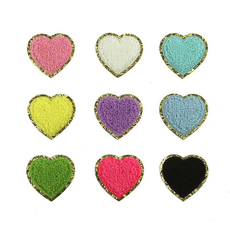 6 Teile/los Herzen Handtuch Chenille Gestickte Patches Eisen Auf Patches Für Kleidung Nähen Auf Applikationen Für Kleidung Katzen Diy Abzeichen