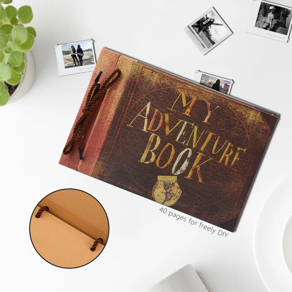

Vintage Style DIY Tied Rope Photo Album Our Adventure Book Unique Memories Wedding Book Scrapbook Mother's Day Gift