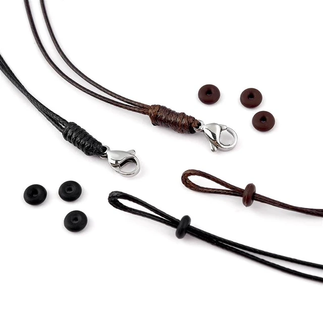 45-60cm Black Leather Cord Wax Rope Necklace Cord Stainless Steel Clasp For  Women Men Swivel Buckle Diy Necklace Jewelry Making - Jewelry Findings &  Components - AliExpress