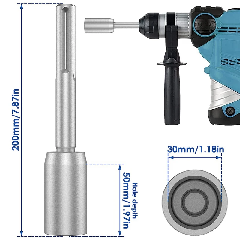 SDS-Max Ground Rod Driver, Heavy Duty Steel Drill Bit Driver,For Rotaryhammer Drill Grounding Rods