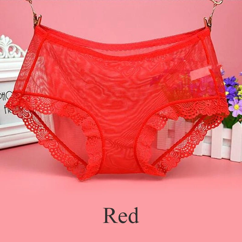 Full Transparent Female Panties See Through Mesh Lace Underwear Woman Sexy Seamless Briefs Ladies Thin Underwear Low Rise
