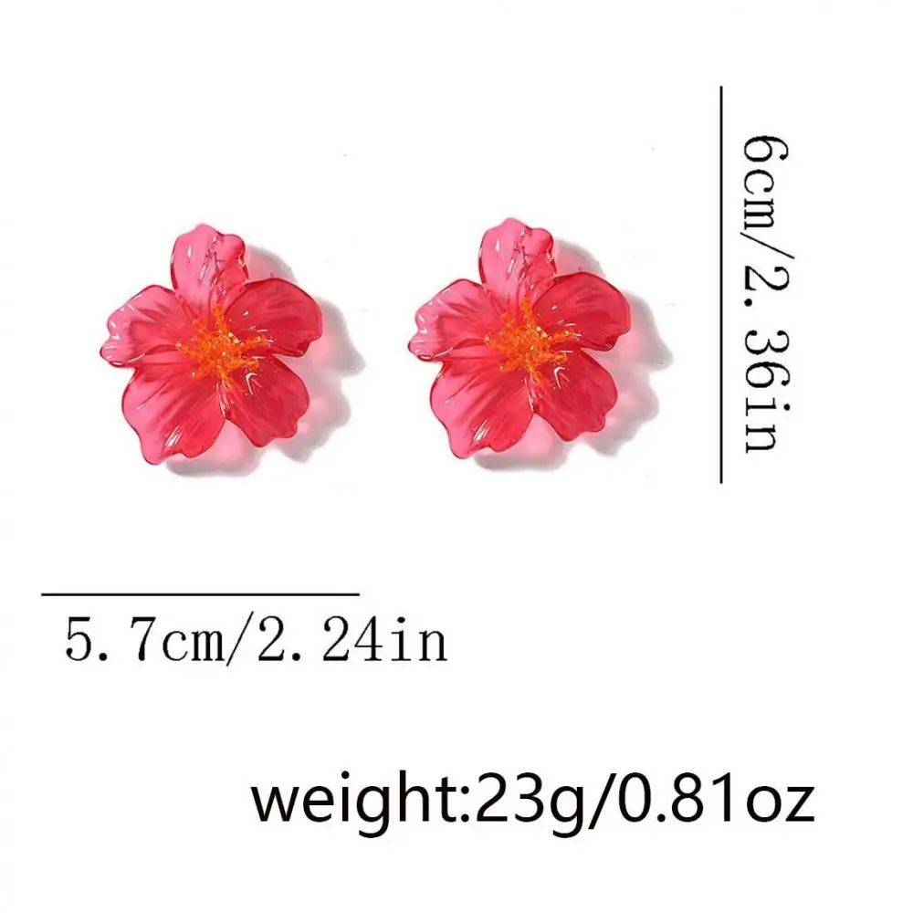 2025 Trendy Colorful Acrylic Transparent Flower Earrings for Women Exaggerated Large Flower Earrings Party Jewelry Accessories - 6