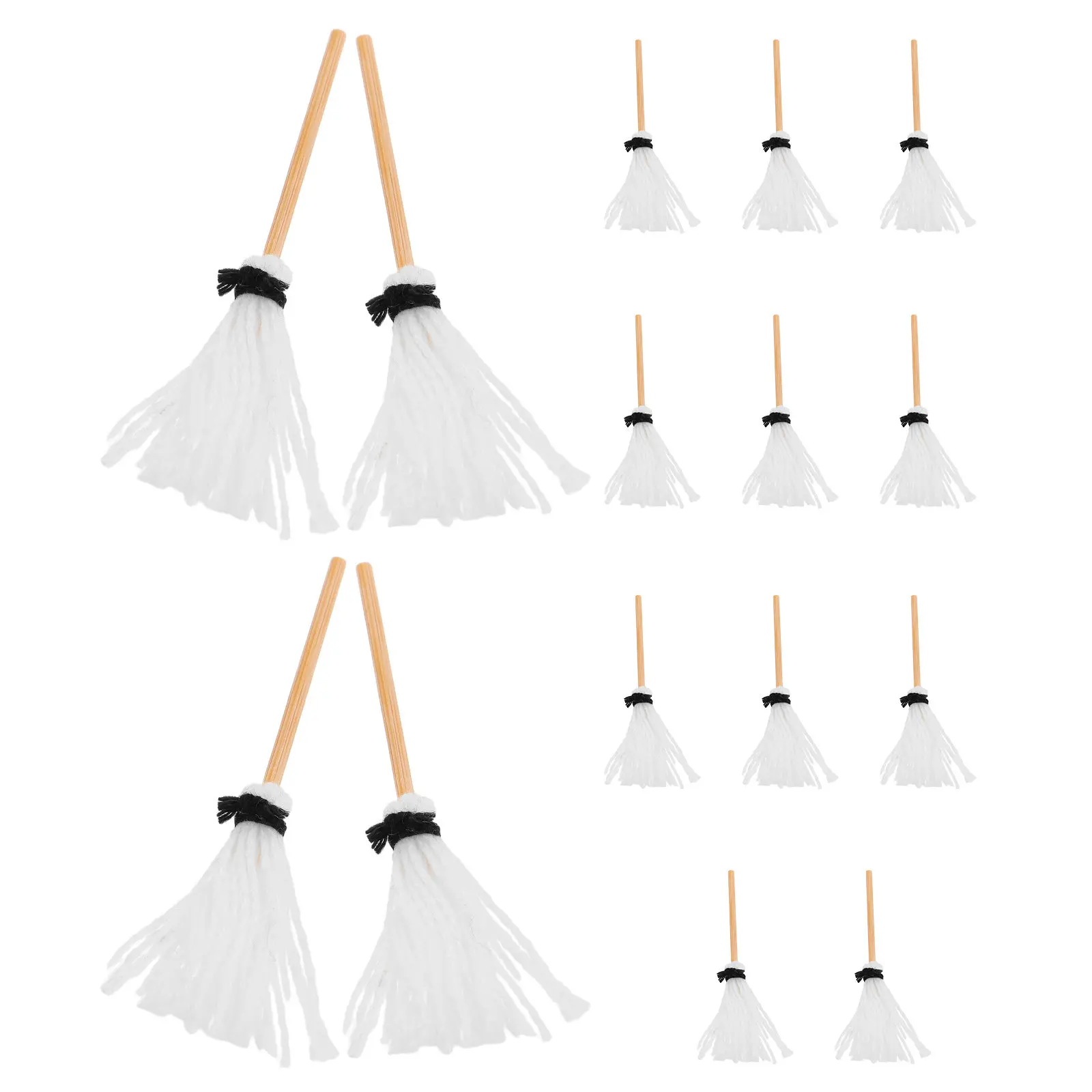 15Pcs 인형 집 미니어처 청소 도구 세트 1:12 스케일 DIY 놀이를위한 현실적인 미니 걸레 스위퍼 청소 장