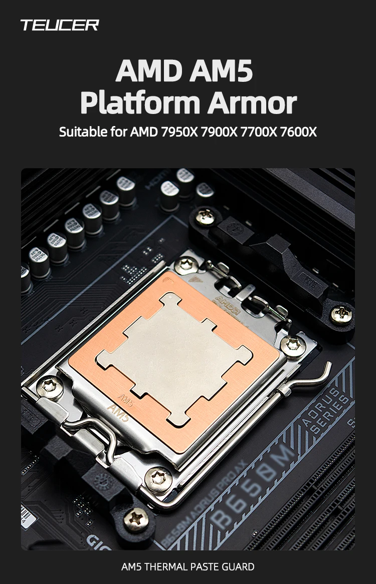 AM5 Thermal Paste Guard Chips Heat Dissipation Armor Cover Copper AMD For 7950X