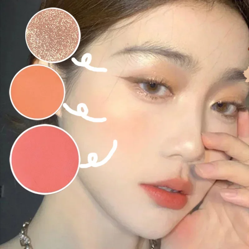 3 In 1 Matte Highlighter Blush Palette Pearly Shiny Eyeshadow Makeup Glitter Peach Rouge Bronzer Contour Shadow Plate Cosmetics powder blusher blush powder blush plate facial blusher