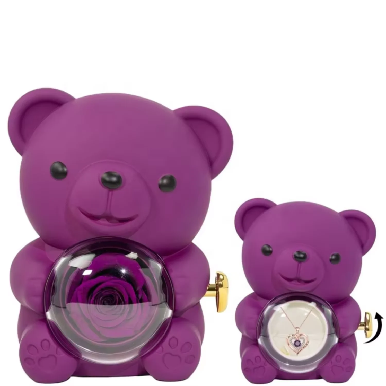 Valentines Day Gift Rose Bear Jewelry Necklace Rings