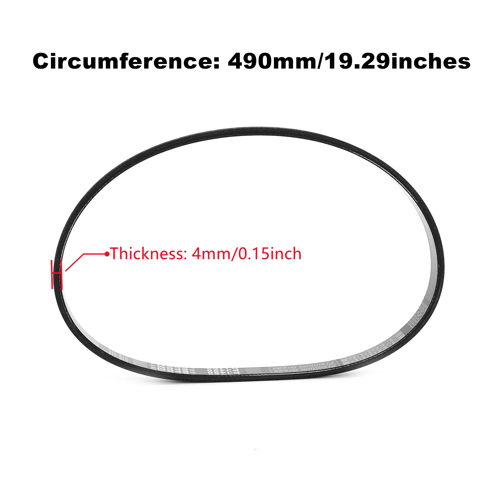 Mower Rubber Drive Belt (6PJ490) Circumference 490mm x Width 14mm Compatible With Qualcast M2E1232M/M2E1032M