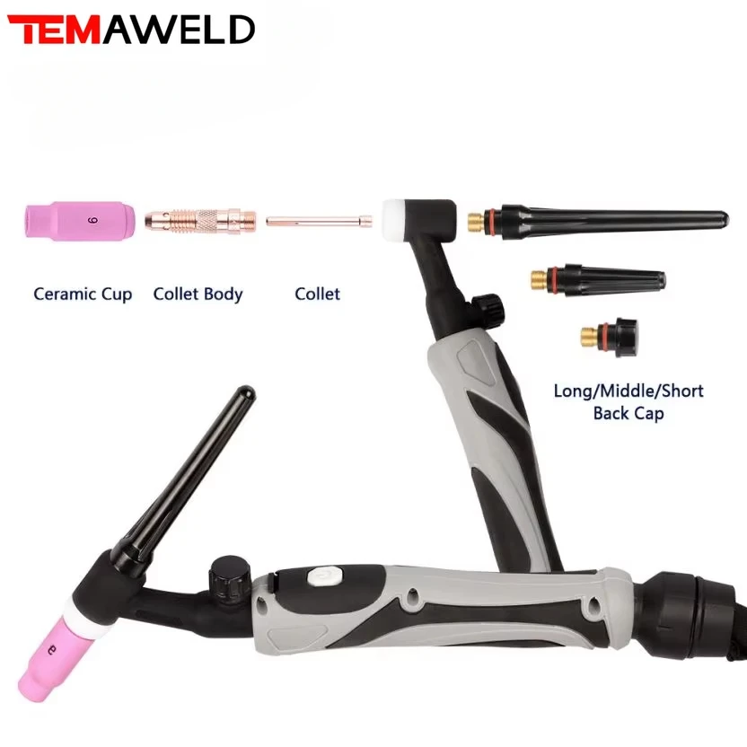 WP17-WP-17FV 180A TIG Torch 3.7m GTAW Air Cooling Flexible Neck Gas Valve WP17 Tig Welding Gun welding torch