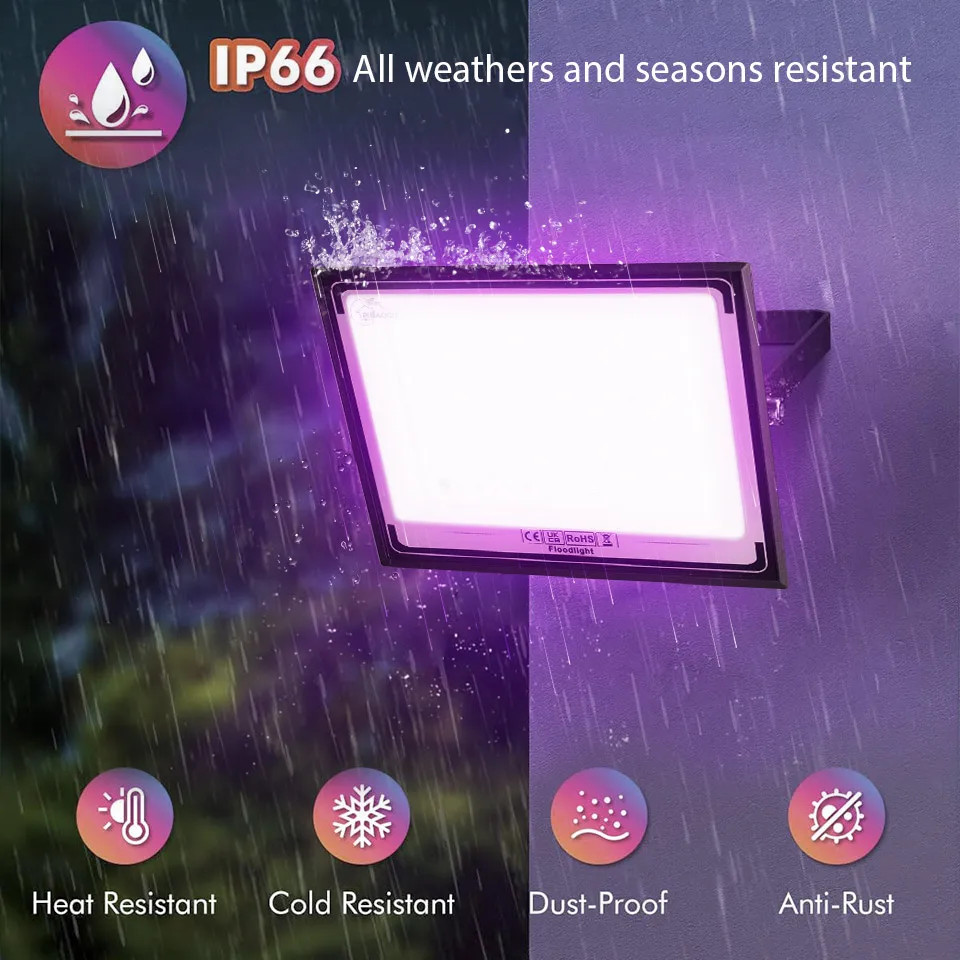 20-200W AC220V  RGB LED Floodlight Waterproof IP66 Outdoor Color Changing Spotlight for Outdoor Garden Party Stage Building