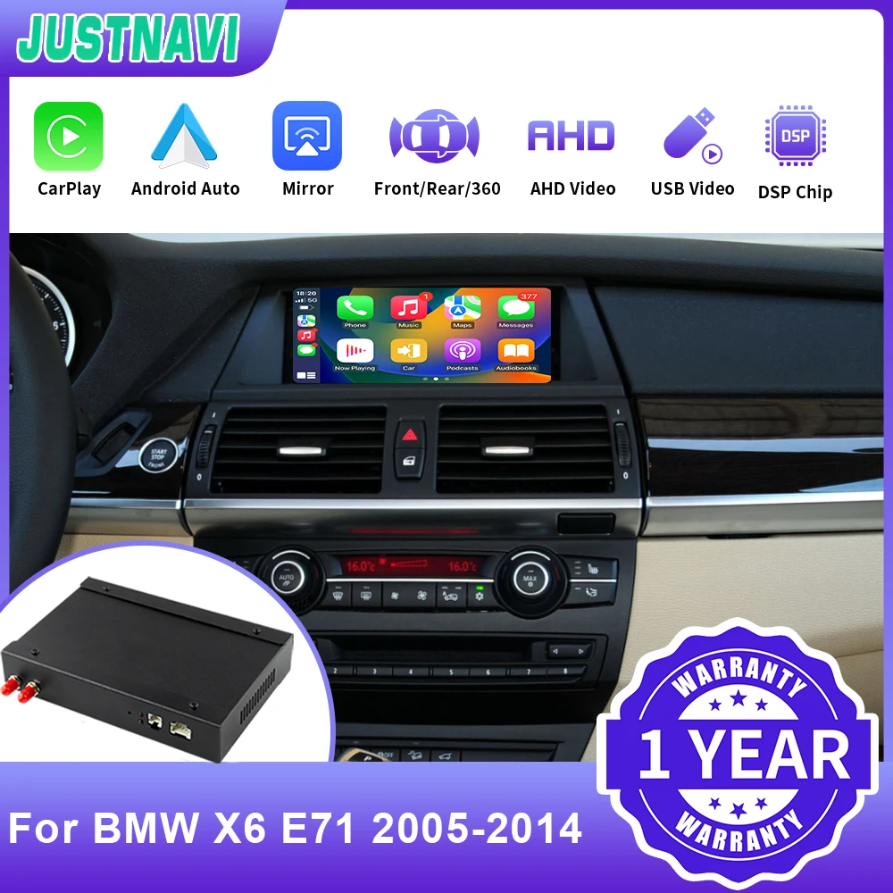 Justnavi Wireless Iphone Carplay Android Auto Decoder Box Per Bmw X6 E71 2005 - 2014 Mirror Link Airplay