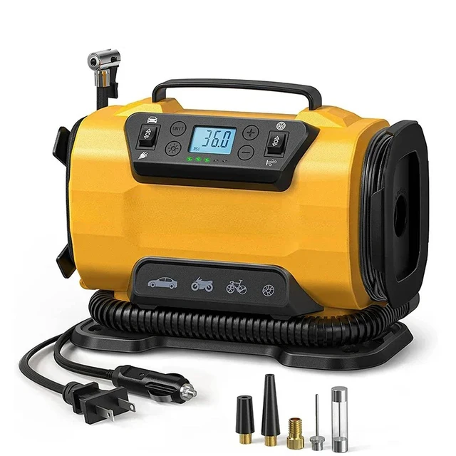 Compresseur d'air Portable double puissance 110V-230V AC/DC, pompe de gonflage de compresseur de voiture, gonfleur de pneus pour voiture, bateau, matelas de vélo 1