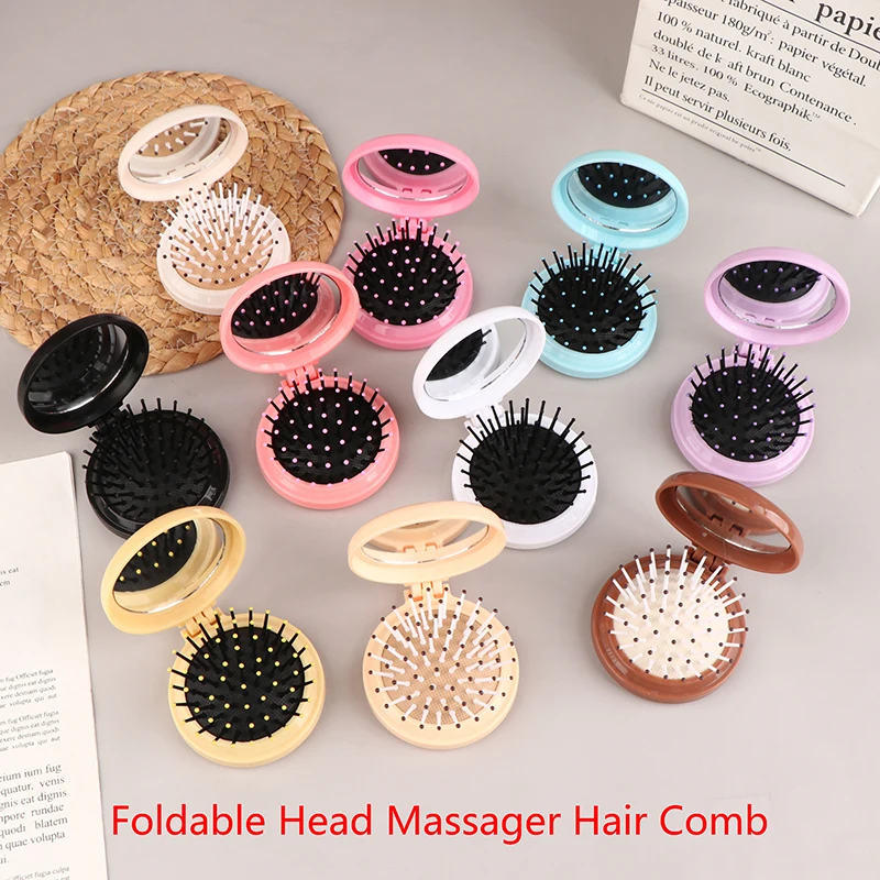 Foldable Head Massager Cartoon Air Bag Hair Comb Anti Static Styling Accessories Portable Children Girl Hair Brush