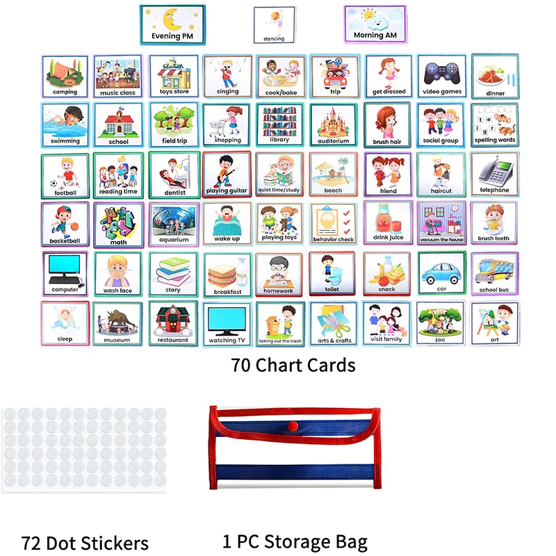 Kids Visual Schedule Calendar Chart 3 in 1 Toddler Weekly Routine Chart Daily Schedule for Kids Autism Learning Tools Gift 2