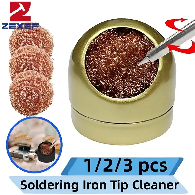 Metal Wire With Stand Set Welding Desoldering Soldering Solder Iron Tip Dross Cleaner Cleaning Steel Ball Mesh Filter Tin Remove soldering iron tip cleaner