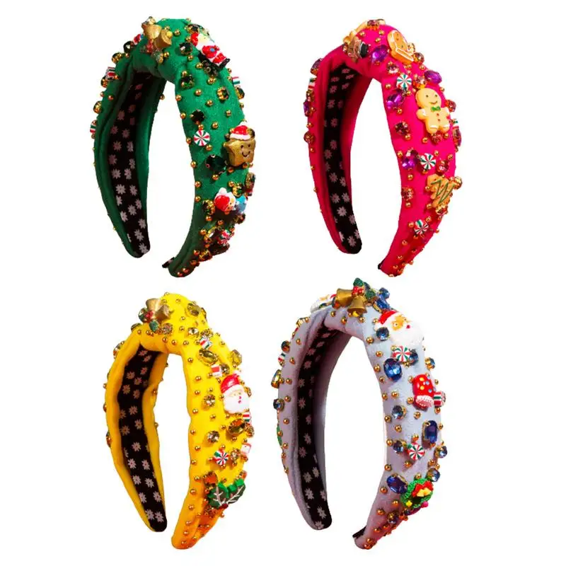 

professional Christmas Beads Rhinestone Hairband Christmas Holiday Headband High Quality Christmas Festive Girls women Headband