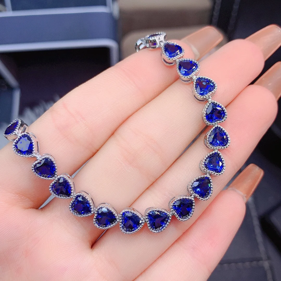 

Silver 925 Women's Bracelet Jewelry Women's Hand Bracelet Christmas Shipping Free Luxury gem Natural Sapphire Bracelet Women