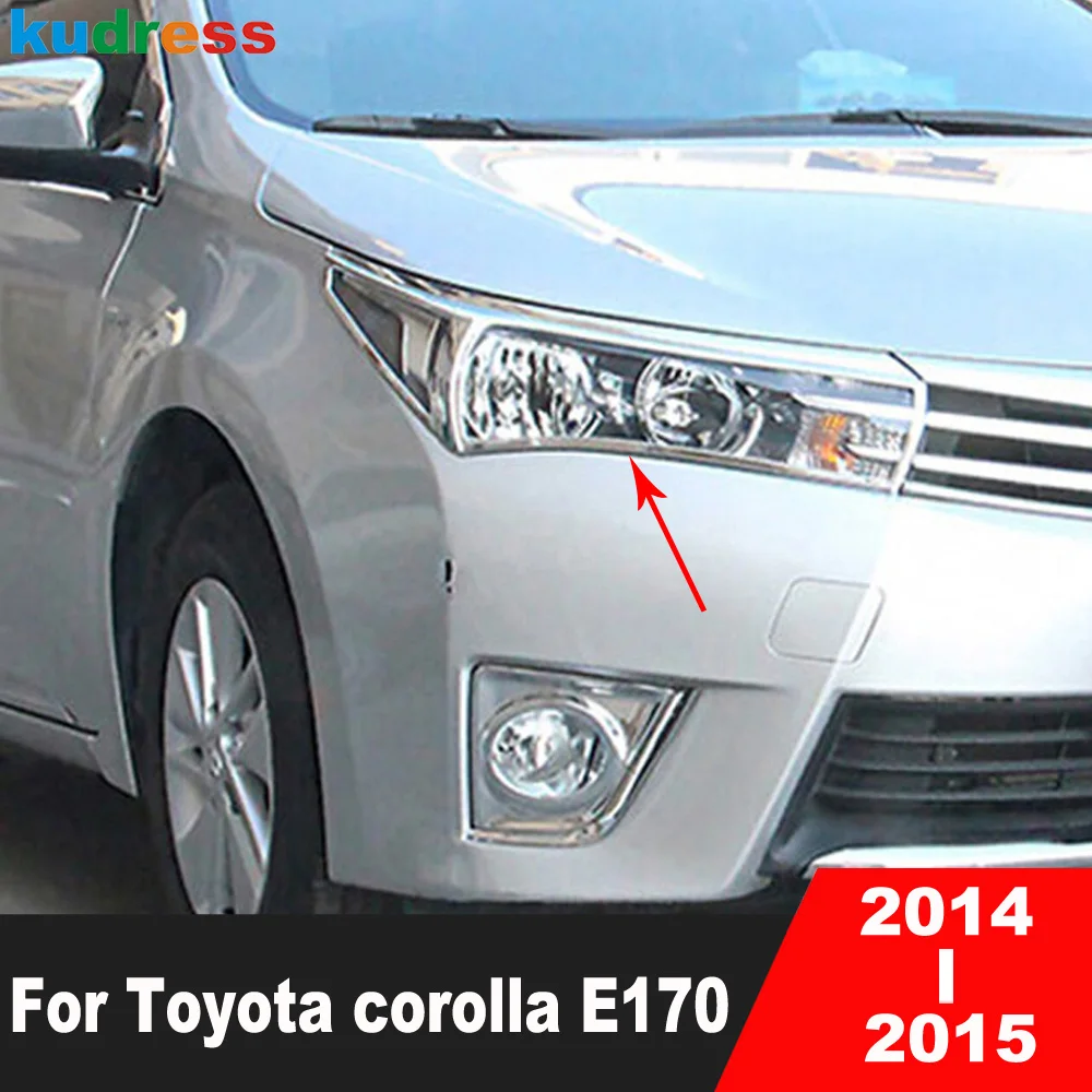 

Front Head Light Lamp Cover Trim For Toyota corolla E170 2014 2015 Chrome Headlight Frame Trims Car Accesories (Not For US Car)