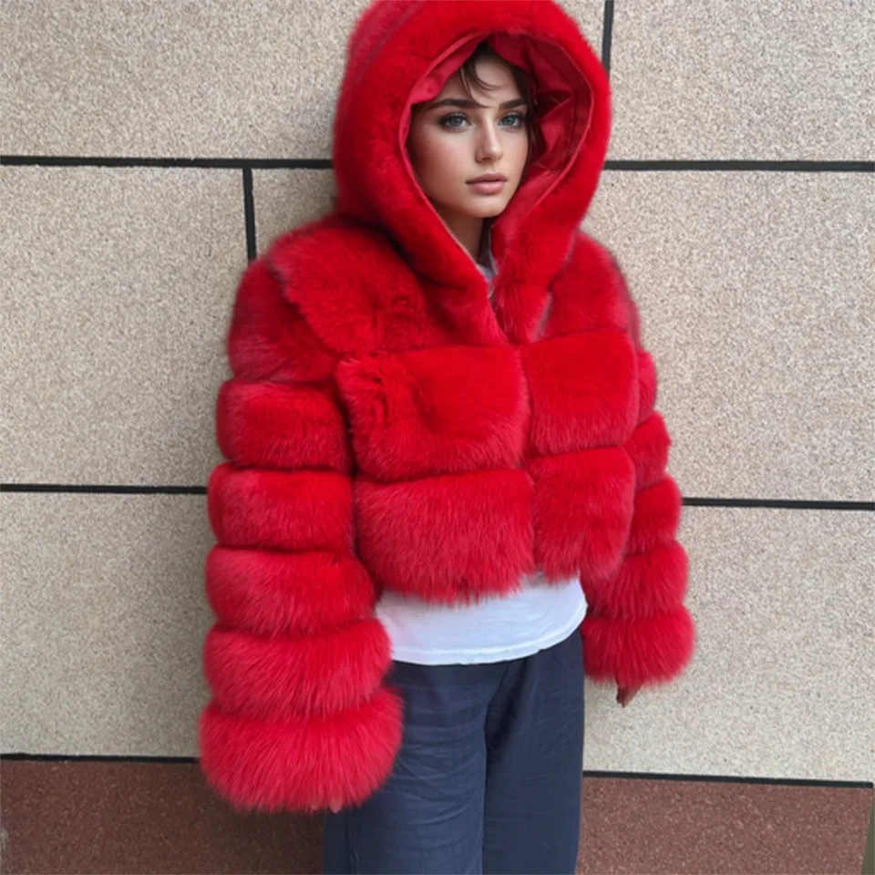 Parka Avec Capuche En Véritable Fourrure De Renard - Taille XXL, Neuf Sans étiquettes