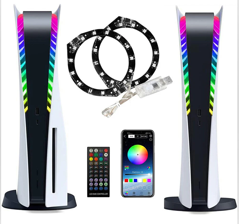 acessórios de decoração diy flexível tira de luz led adesivo música sincronização com cores efeitos iluminação para console