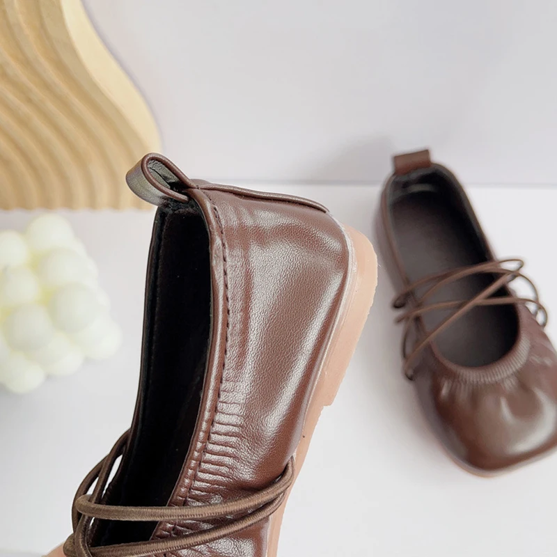 Baywell Girls Single Dance Shoes PU Leather Shallow Children's Flat Kids Baby Shoes Spring Autumn Solid Color Flats Shoe