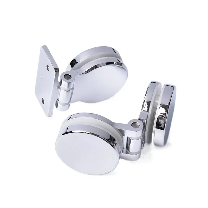 2Pcs/Lot 90 180 Degrees Zinc Shower Box Screen Frameless Glass Hinge Mortise Decorative Cover Round Chrome Furniture Hinge
