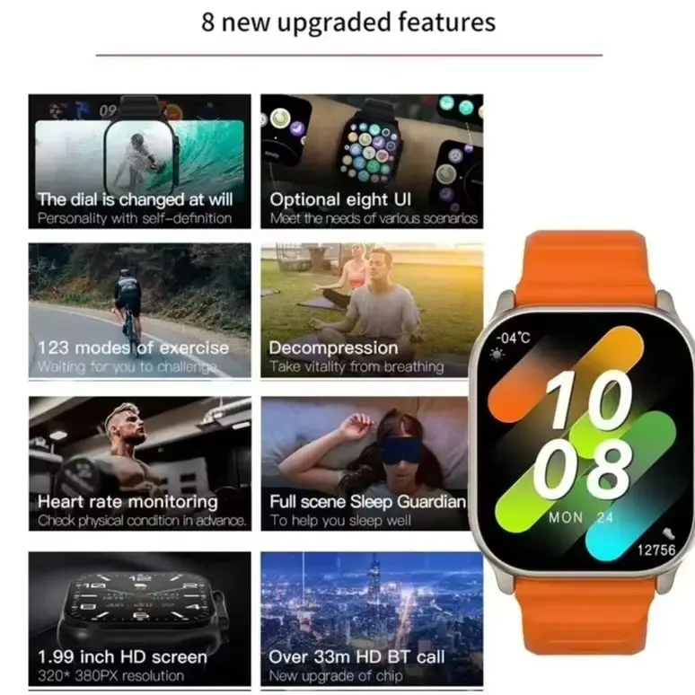 Nuovo Smartwatch Uomo Donna 49mm Serie 8 Schermo AMOLED 2.19" NFC Bussola Impermeabile IWO Ultra 2 Smartwatch 2026 Per Android iOS - Image 6