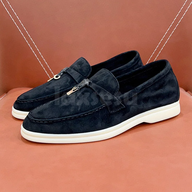 

Women Flat Shoes Autumn Winter 2023 New Kid Suede Upper Solid Round Toe Tassel Unisex Leisure Shoes Soft Comfortable Loafers