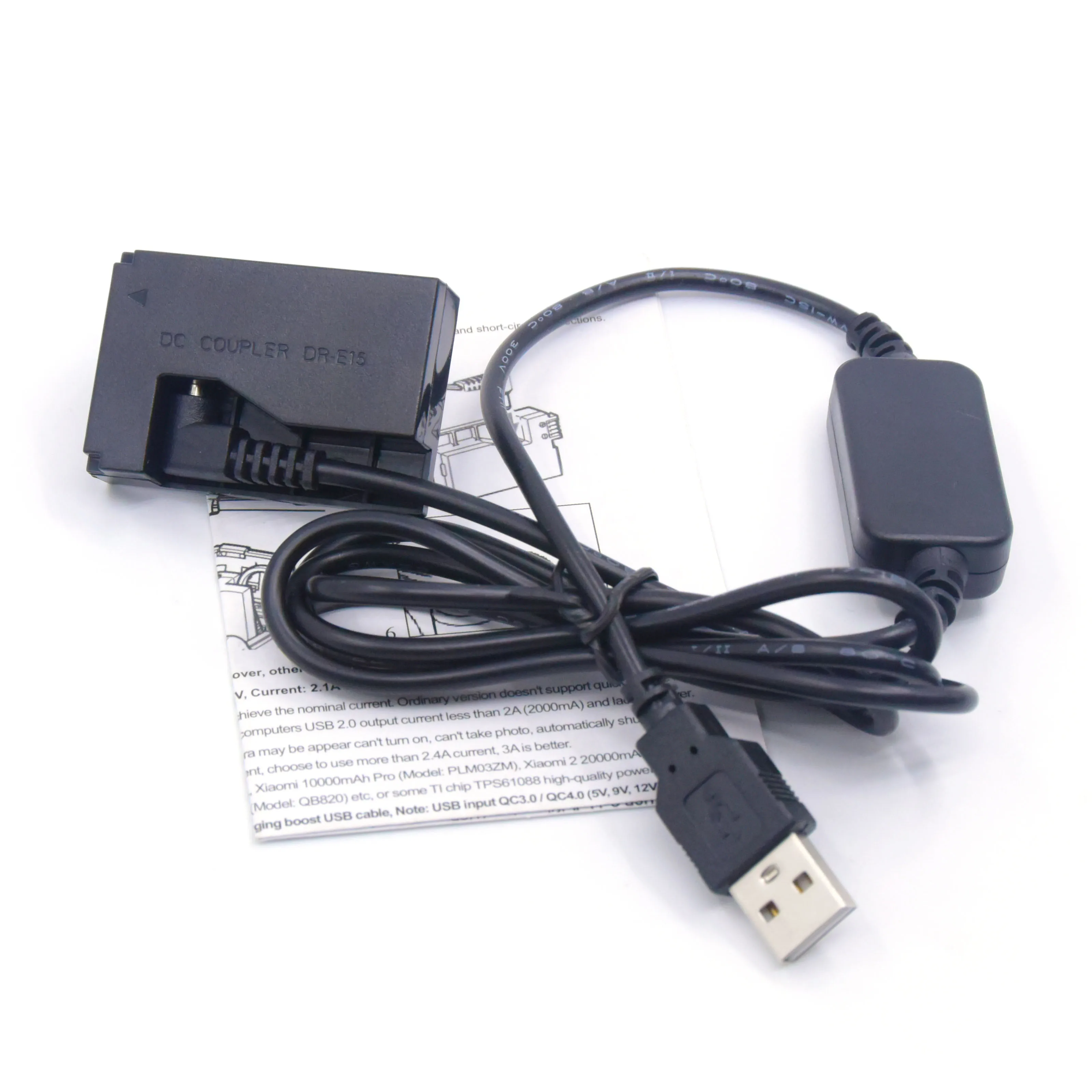 ACK-E15 Mobile Power Bank USB Cable+DR-E15 DC Coupler LP-E12 Dummy Battery For Canon SX70HS EOS Rebel SL1 100D Kiss X7 Camera