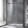 Frameless Sliding Shower Width Height Clear Tempered Glass Black Finish Designed for Smooth Door Closing Anti splash threshold 1