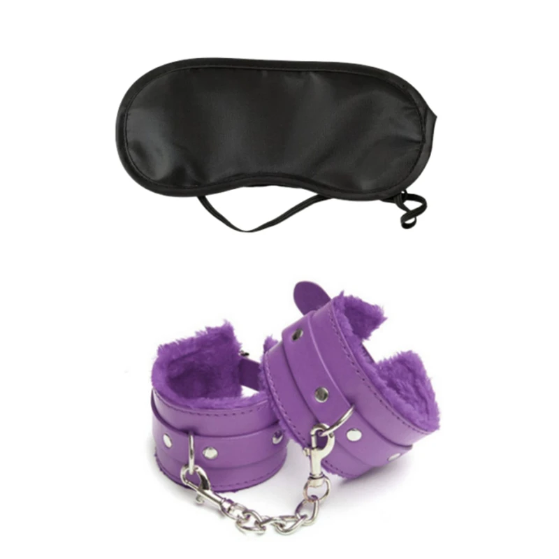 Sex Party Toys Erotic Sex Toy Sex Toys Sex Bondage Toys 2pcs PU Leather Sex Handcuffs with Eye Mask Sex Toys for Couples Adult Games Slave Bondage Restraints Erotic Accessories
