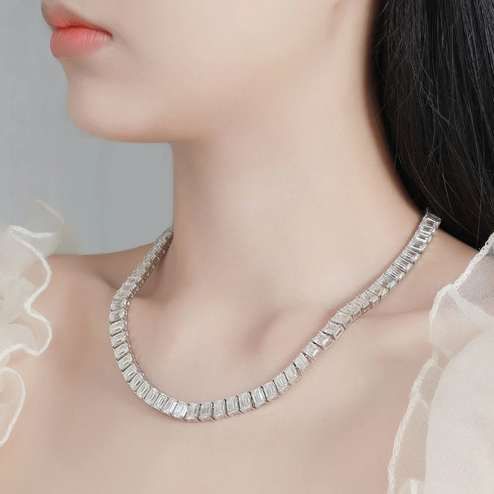 Emerald cut moissanite necklace GRA certified – Vexaro