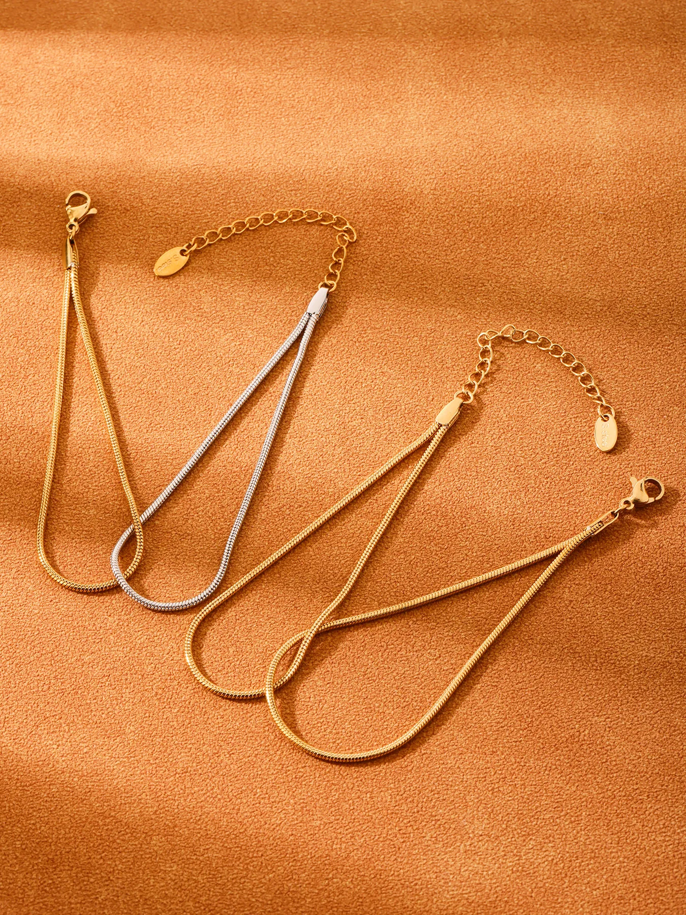 Modisches Doppelschicht-Kettenarmband 18K Vergoldet Damen Gold-Silber 316 Edelstahl Armband Wasserdichter Damenschmuck – Detail 8