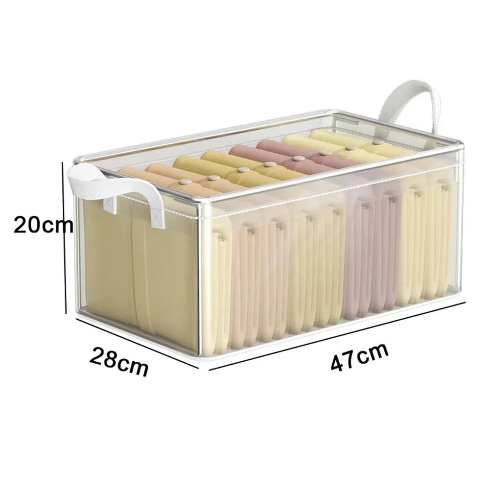 1pc PVC 투명한 보관 바구니 의류 속옷 보관 상자 스테인레스 스틸 프레임 옷장 주최자