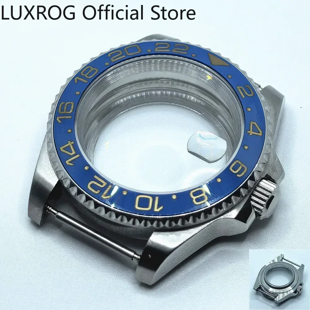 Stainless Steel 40MM Black Blue Ceramic Insert Watch Case