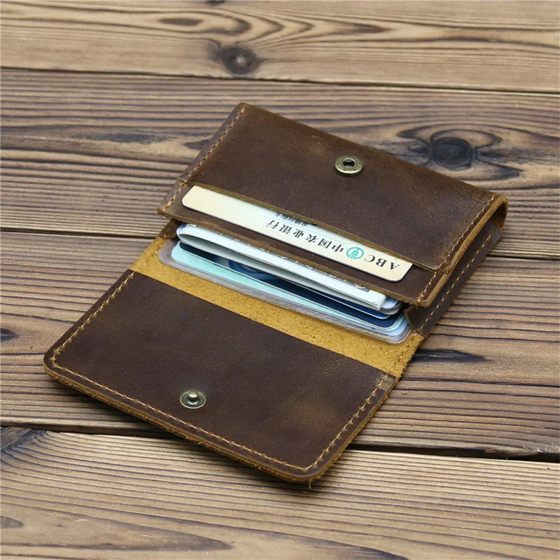 Vintage Men's Genuine Leather Credit Card Wallet Small ID Card Holders Wallets Money Bag Case Mini Real Leather Purse For Male