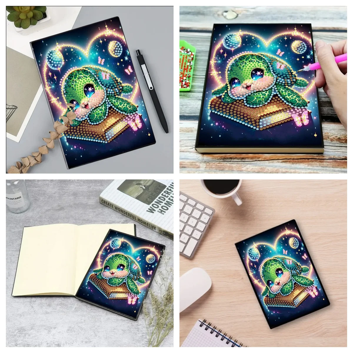 5D DIY turtle sheep donkey dog pattern leather female adult diamond painting notebook sketchbook leather art and crafts