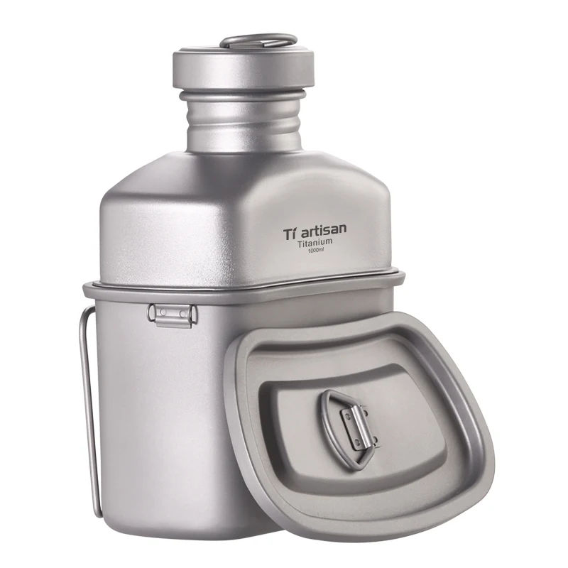 3 in1 Picnic Military Titanium Camping Lunch Box Pot Water Kettle Bento Box Office Worker Lunch Container Food Storage Boxes