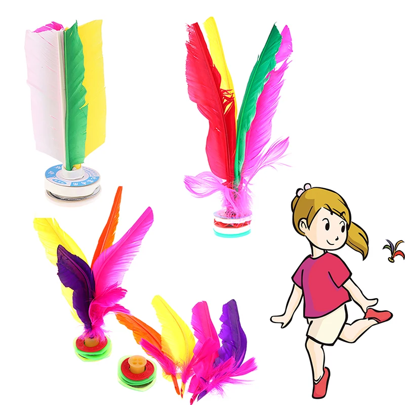 5 Styles Colorful Feather Shuttlecock China Jianzi Foot Kick Hand Wheel Fancy Goose Feather Shuttlecock Fitness Entertainment