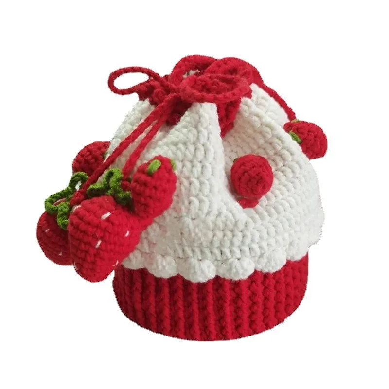 Crochet kit Strawberry bag Crocheting DIY trapeze wave handbag set handmade knitting shoulder bag material beginner
