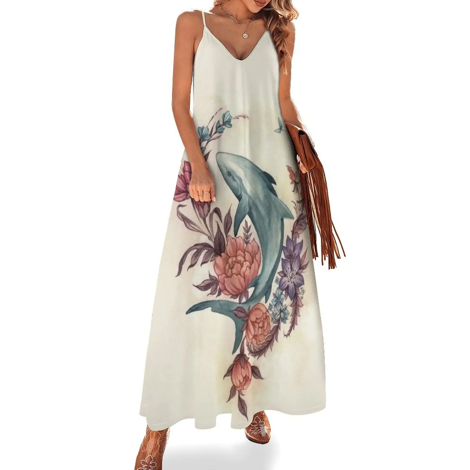 

Floral Shark Sleeveless Dress dresses for women 2024 summer dress woman 2024 trendy clothes for women woman dress