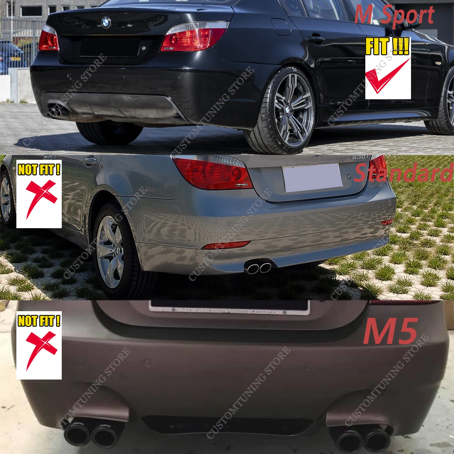 IDENUONA Front bumper spoiler lip kit for BMW 5 Series E60 E61 M