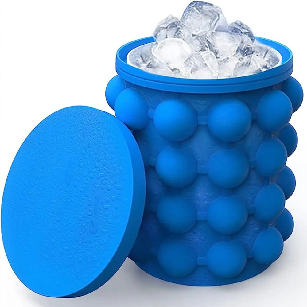 VEVOR Ice Cube Trays (Set of 2) 2-in-1 Combo with Silicone Sphere Ice Ball Maker & Large Square Ice Cube Maker with Lid Reusable Easy Release BPA