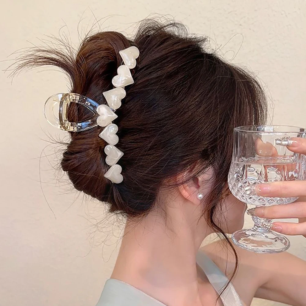 

Fashion Women Elegant Big Heart Hair Claws Sweet Candy Hairpins Hairstyle Makeup Headband Hairpin Hair Accessories Headwear